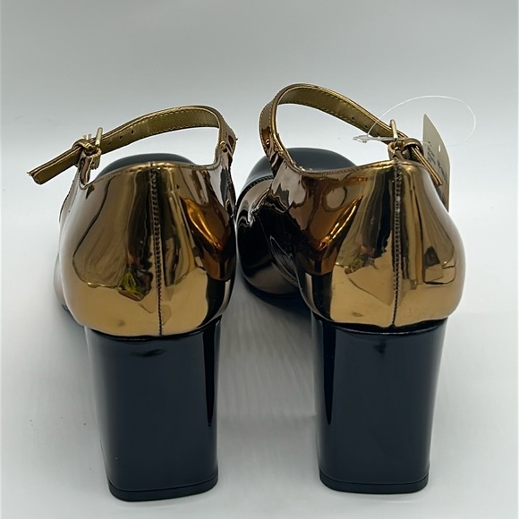 2526- Worthington Larcie Gold & Black Mary Jane Block Heels Size 7M NWT - Picture 5 of 11